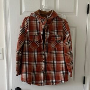 Plaid Button-Up Jacket with Hood